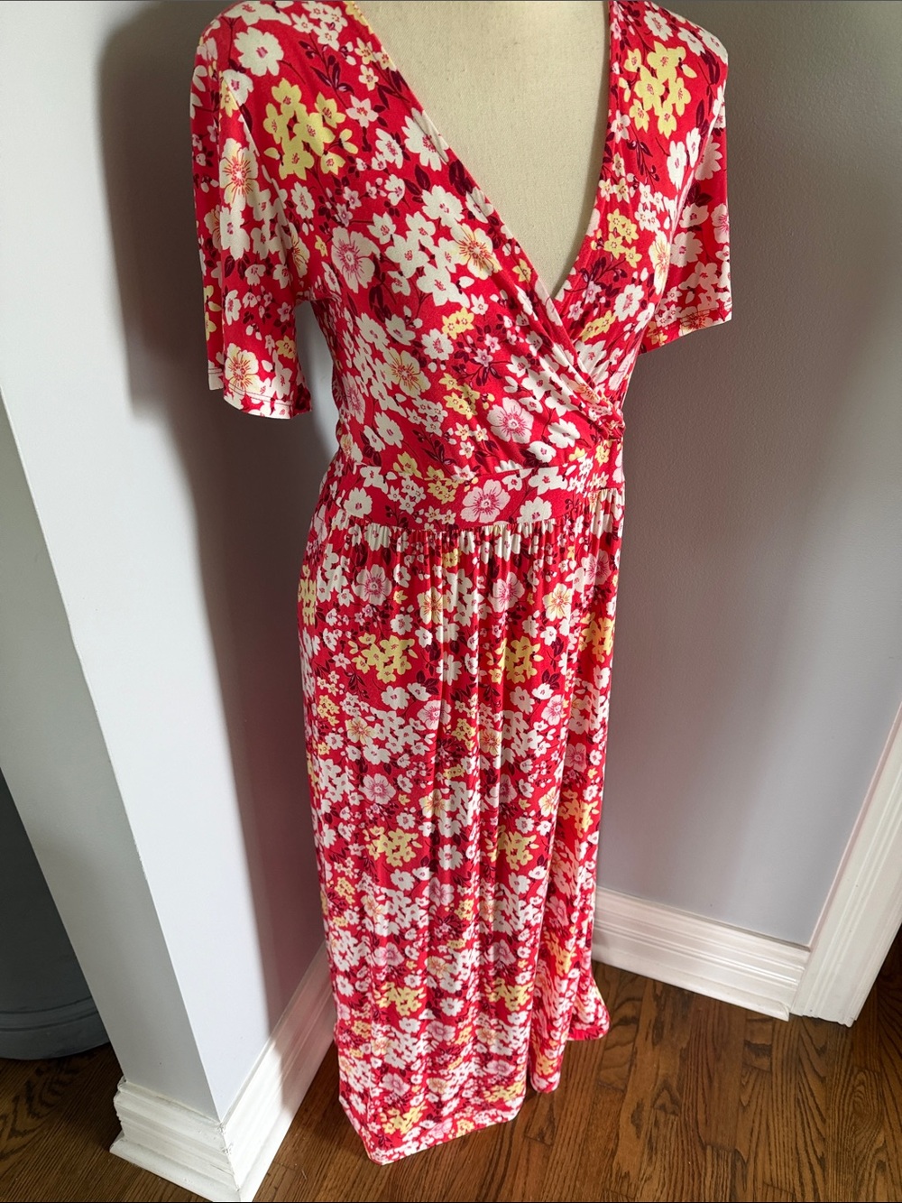 41 Hawthorn Red Floral Wrap Maxi Dress